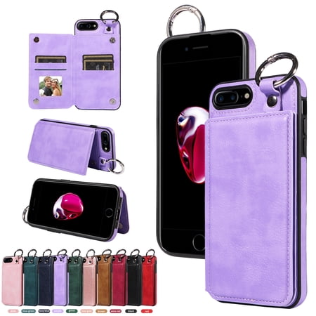 TECH CIRCLE For iPhone 7/8/SE Wallet Case with Card Holder, PU Leather Kickstand Finger Grip Ring Shockproof Women Men Magnetic Protective Wallet Cover for Apple iPhone 7 / 8 / SE 2022 4.7",Purple