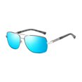 thumbnail image 1 of Gafas de sol polarizadas de montura semilarga para hombre One Piece (marco plateado con pieza azul hielo y armazón de pistola) Marco de metal Al-mg Super ligero Uv400, 1 of 5