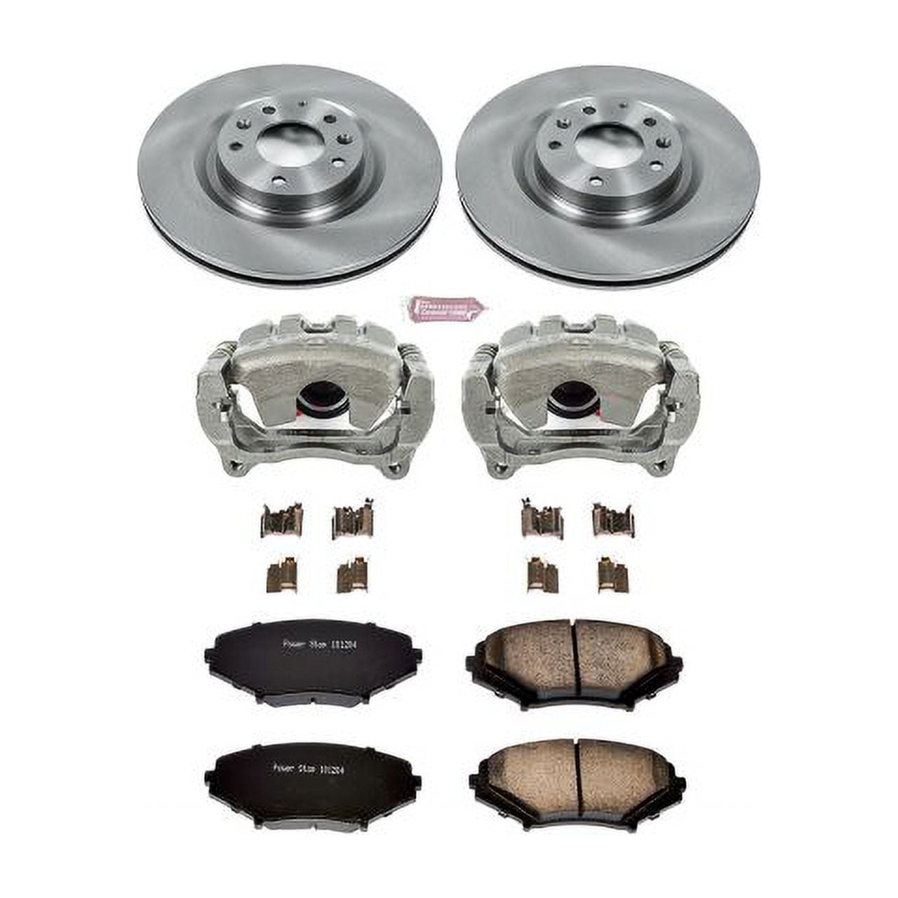 PowerStop Front Stock Replacement Brake Pad and Rotor Kit with Calipers Fits: MAZDA Select Models KCOE3026