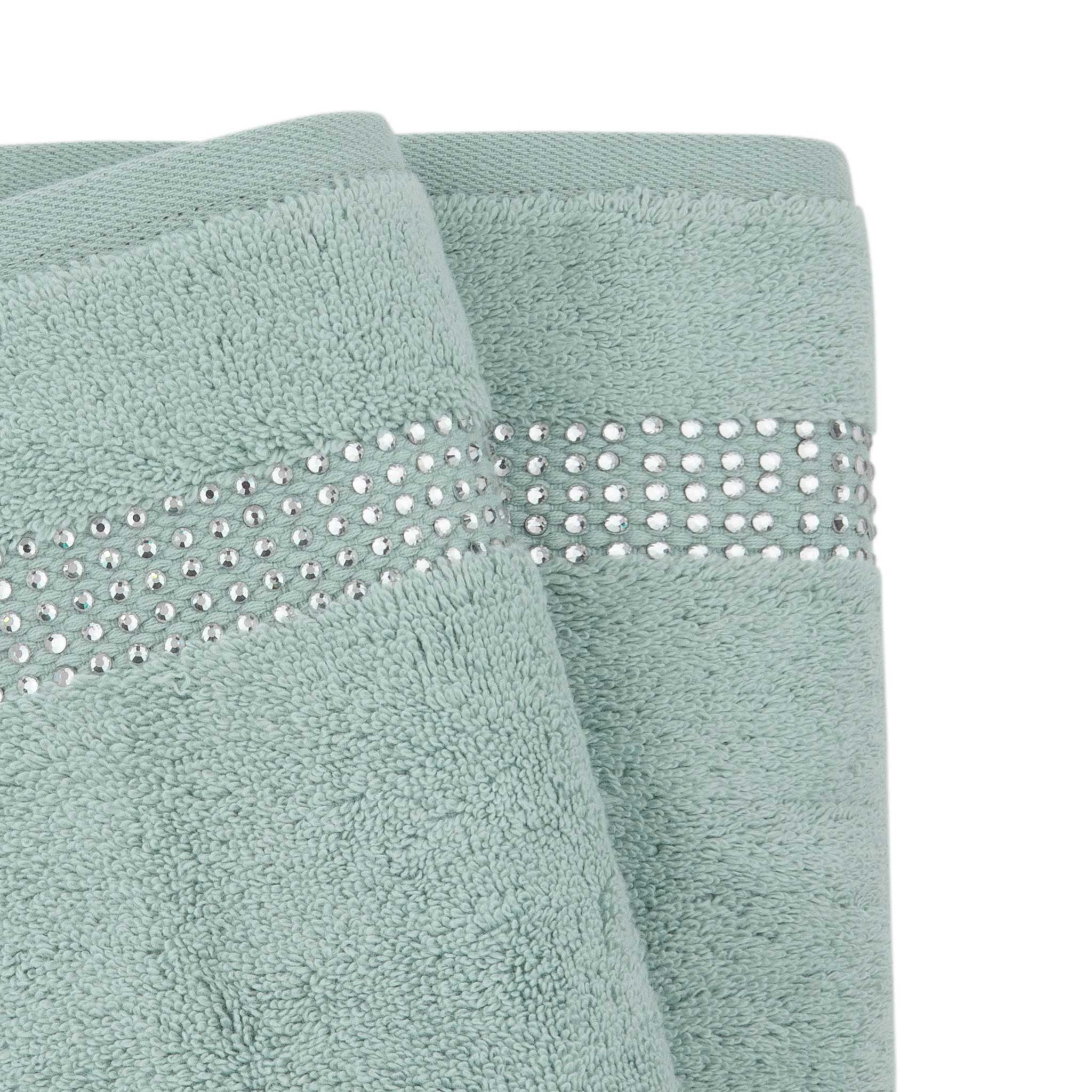 Sparkles Home  Stripe Rhinestone Hand Towel (Set of 2) - Aqua