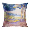thumbnail image 1 of ECCOT Pines Along The Shore by Henri Edmond Cross 1896 French Neo Impressionist Oil on Canvas in South France Pillowcase Pillow Cover Cushion Case 16x16 inch, 1 of 1