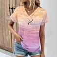 thumbnail image 2 of Women's Dressy Casual Tops 1/4 Button up Blouse Vintage Tie Dye Henley Neck Flowy Shirts Summer Clothes for Teen Girls Short Sleeve Loose Fit Flowy Tunic Tops Fashion 2024 Multicolor T Shirts L, 2 of 5