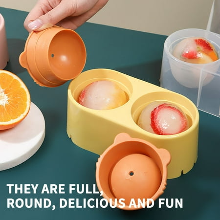 

Ice Cube Trays For Freezer Ice Cube Tray Silicone Ice Cube Tray Whisky Silica Gel Ice Mould Round Large Ice Box DIY Homemade Ice Box With Cover For Household Use Yellow