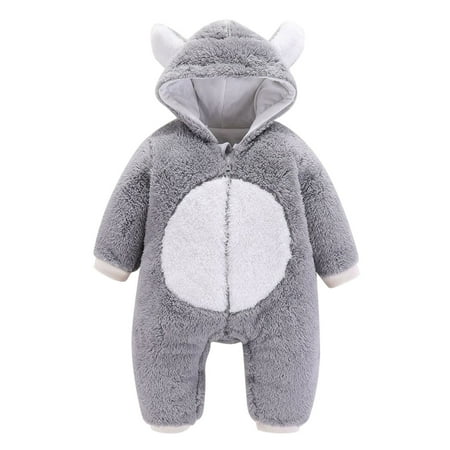 

koaiezne Baby Boys Girls Long Sleeve Patchwork Cute Bear Ears Romper Jumpsuit Outfit Clothes Coat Baby Boys Snap Cotton Romper Baby Boy Colla Romper