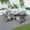 Gray, variant on Direct Wicker Outdoor Wicker Patio Dining Set with Square Table, Tempered Glass Top & Cushioned Chairs,Grey