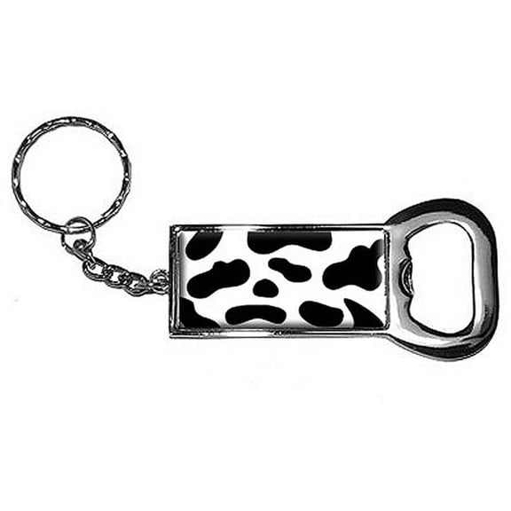 Cow Print Keychain Key Chain Ring Bottle Bottlecap Opener