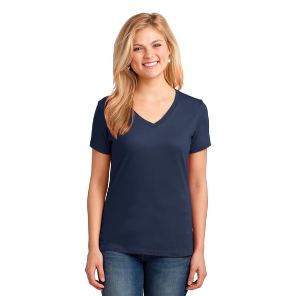 Port & Company ® Ladies Core Cotton V-Neck Tee. Lpc54v 3Xl Navy