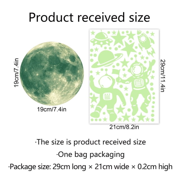 SPOORYYO Glow-in-the-Dark Space Themed Wall Decals - Educational Astronaut and Solar System Stickers for Kids' Rooms