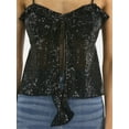 thumbnail image 4 of No Boundaries Sequin Ruffle Tie Front Cami, Women's, 4 of 5