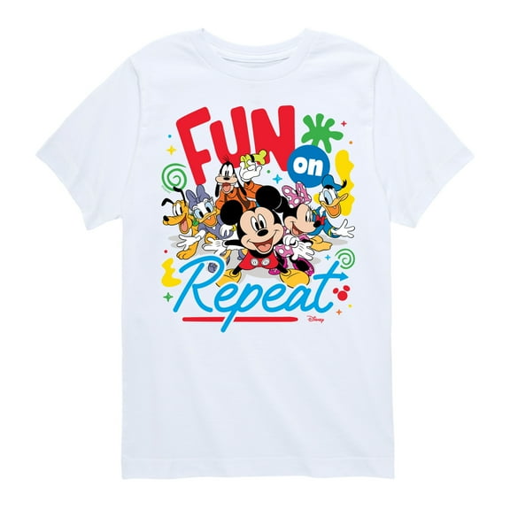 Disney Jr - Fun On Repeat White Only - Toddler & Youth Short Sleeve Graphic T-Shirt