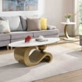 thumbnail image 3 of NEW Modern Nesting Coffee Table Set of 2 End Table for Living Room, Oval and Round Table Set, Golden, 3 of 10