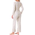 thumbnail image 3 of Conjuntos de pijama para mujeres INSPIRE CHIC con estampado de cerezas, blusa de manga larga con volantes y pantalones, ropa de casa 2 piezas M albaricoque, 3 of 5