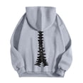 thumbnail image 3 of Women's Zip Up Hoodie Oversized Skeleton Graphic Jacket for Streetwear and Casual Comfort Versatile Spring Fashion Gray M, 3 of 4