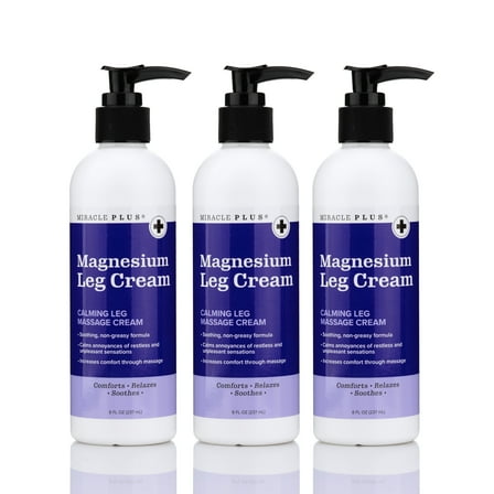 Miracle Plus Magnesium Leg Cream, Three Pack, 8 oz