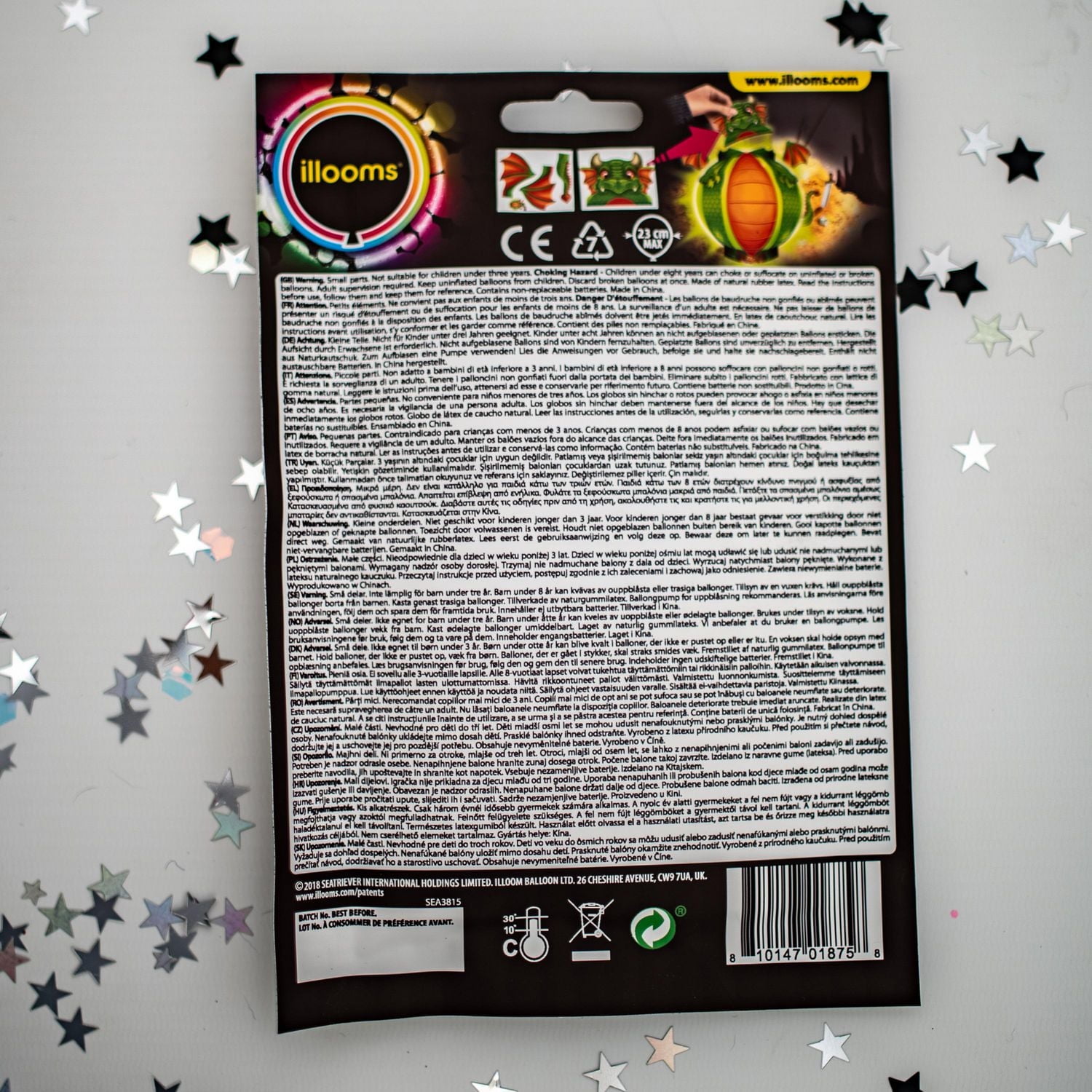 illooms Make Your Own Dragon LED Light up Balloon Lantern, Pack of 1