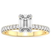 3 Carat IGI Certified Emerald Shape Lab Grown Diamond Engagement Ring | 14K Yellow Gold | Serena Eternity Lab Diamond Ring | FG-VS1-VS2 Quality Friendly Diamonds