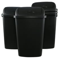 Leendines 50 L Plastic Garbage Cans with Swing Lid, 4 Pack Plastic Recycle Bin, Black