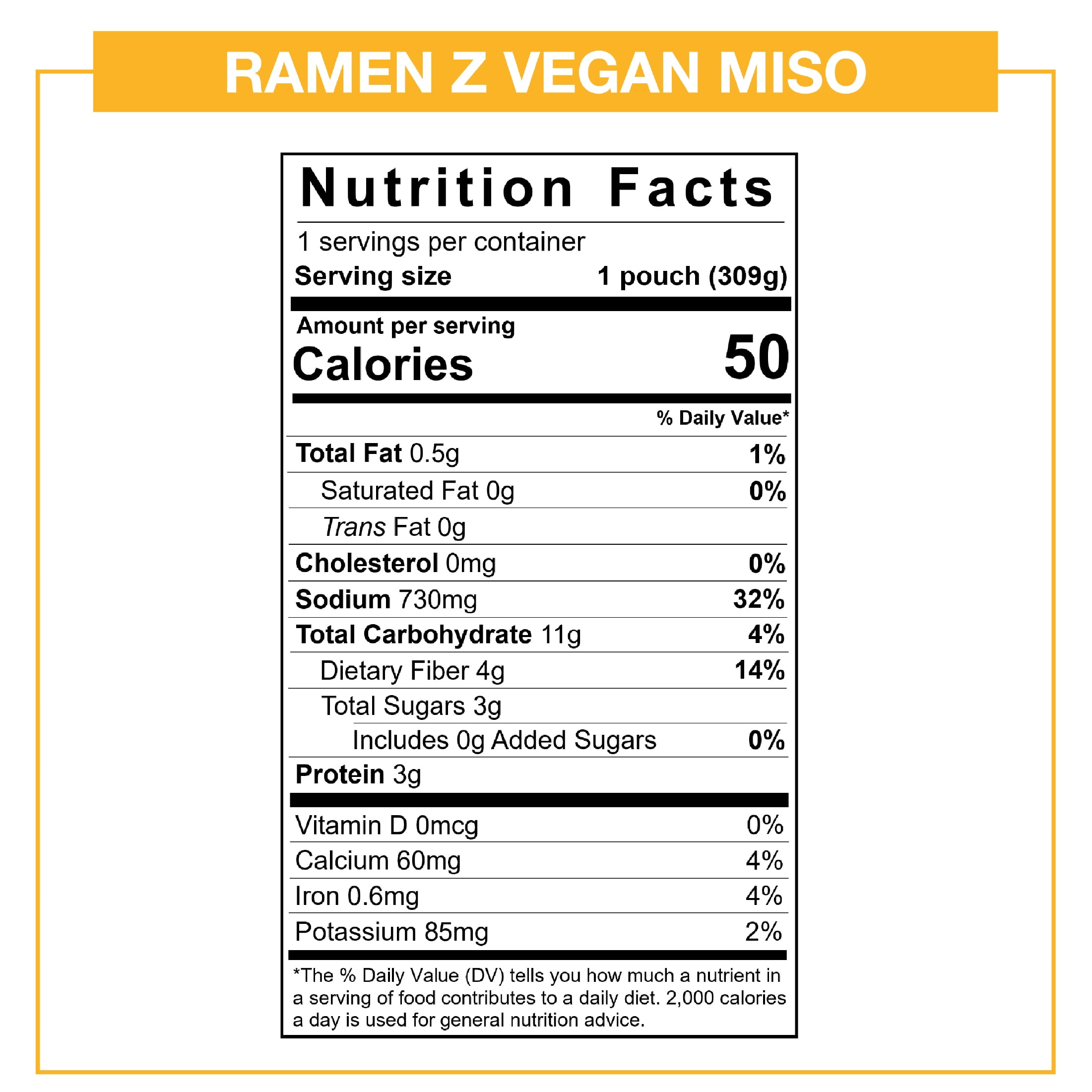 Ramen Z Miso 4pc Pack Shiratake noodles, Keto, Gluten Free, Dairy free, No Trans Fat, Konjac Noodles