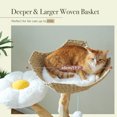 thumbnail image 4 of Pefilos 59" Modern Cat Tree Tower with 2 Flower Perches, Condo, Wicker Basket Bed, Boho Cat Furniture with Real Branch Scratching Post, White, 4 of 8