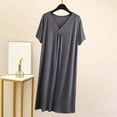 thumbnail image 3 of Bixock Nightgowns for Women,Women's Pajamas Dress Short Sleeve Crew Neck Loose Bathrobe Home Wear Nightgown, 3 of 5