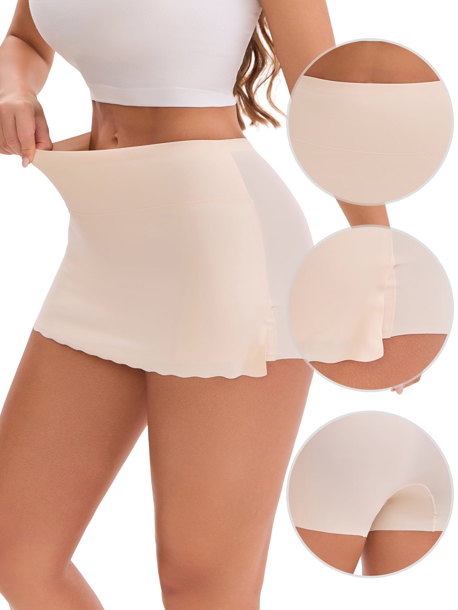 DARING DIVA Women's Seamless Half Slip Shapewear for Dress Skirt and Shorts S Beige