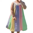 thumbnail image 2 of HBFAGFB Robes d'Été pour Filles Robe de Fête Sans Manches à Rayures Décontractée Taille 130, 2 of 5