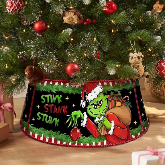 Christmas Tree Bottom Cover Decoration Christmas Tree Surround Cartoon Print Christmas Tree Bottom Base Decoration Tree Skirt