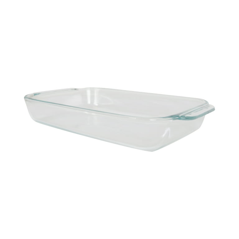 Pyrex (2) 232 2-Quart Rectangle Glass Baking Dishes & (2) 232-PC Red Plastic Lid Covers