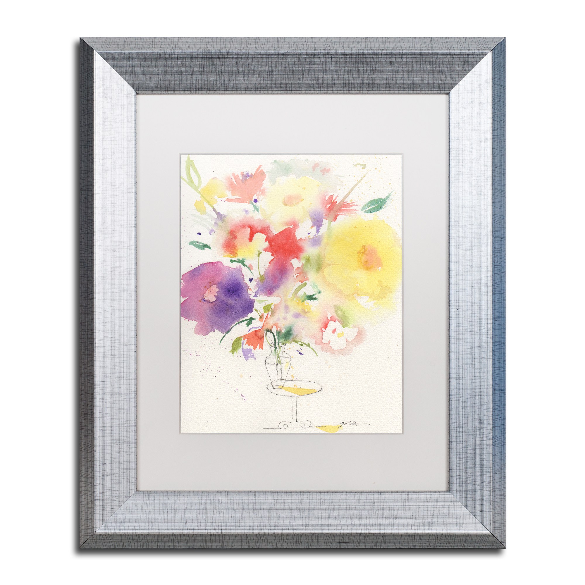 Trademark Fine Art 'Holiday Bouquet' Canvas Art by Sheila Golden, White Matte, Silver Frame
