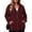 03 Dark Red, variant on Plus Size Hoodies For Women Lightweight Long Sleeve Zip Up Hooded Sweatshirt Trendy Ribbed Knit Jackets With Pockets XL-5XL
