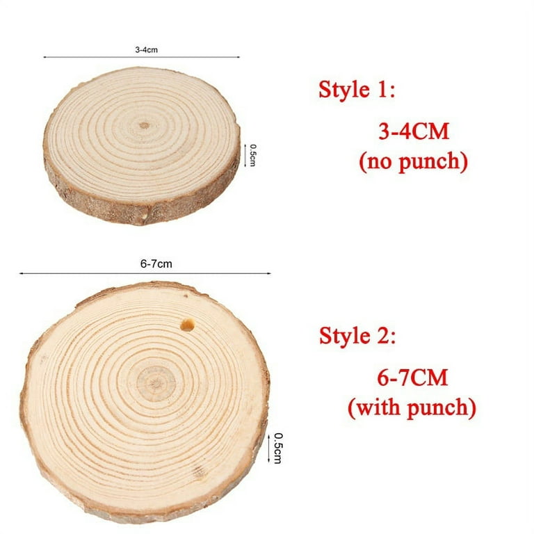 2cm-3cm Natural Wood Log Slices Tree Bark Wooden Circles Set of 100