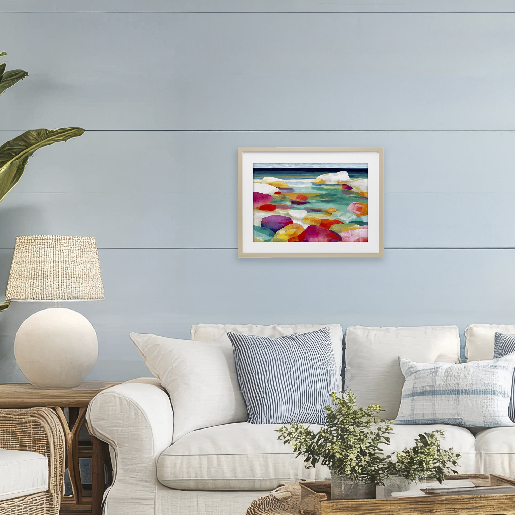 Stupell Industries Vivid Stones By The Shore Birch Framed Print Under Glass, design by Chromatic Storm Studio