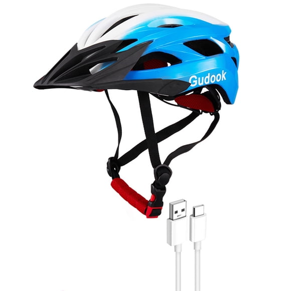 Casco de ciclismo Soidarity con luces Bicicletas de carretera de montaña Azul blanco