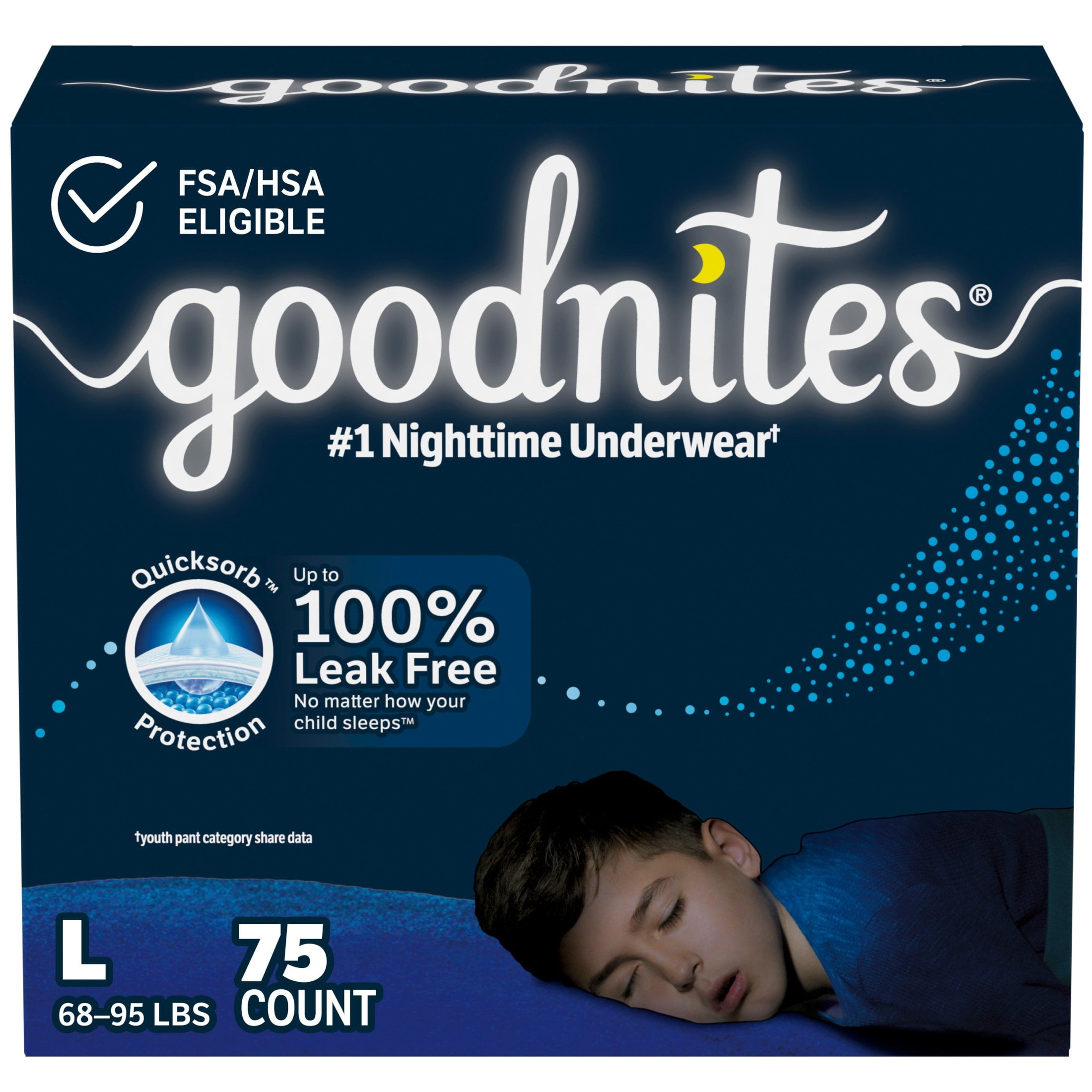 Goodnites Bedwetting Underwear for Boys, L (68-95 lbs), 11 Ct (Select for More) Goodnites Bedwetting Underwear for Boys, L (68-95 lbs), 11 Ct (Select for More)