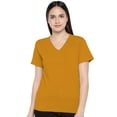 thumbnail image 1 of eloria Women's T-Shirt V-Neck Half Sleeve Casual Top Gold, 1 of 6