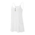 thumbnail image 6 of BLTIBY 2 Piece Sets for Women Dressy V Neck Spaghetti Strap Dress and Shorts Dresses with Pockets Solid Color Sundresses Set White XL, 6 of 7