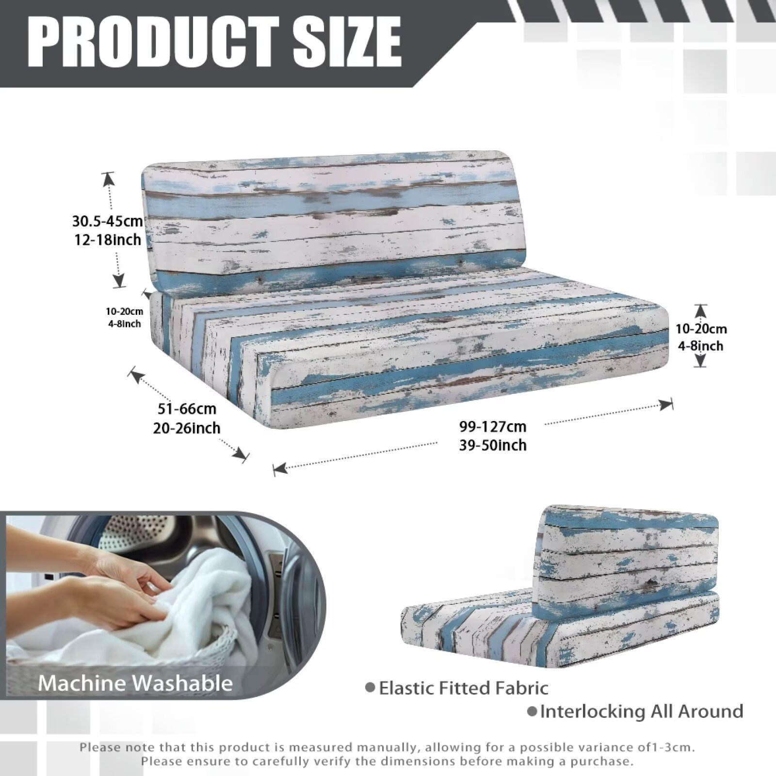 Pzuqiu Wooden Print RV Dinette Cushion Covers Stretch Camper Seat Cushion Slipcovers Washable Camper Sofa Cover Furniture Protector for RV Car Bench