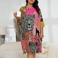 thumbnail image 2 of Pink Cheetah Collage Vibrant Wildcats Sleepshirts For Sleeping Travels Loose Sleepdress Pajama Dress Soft Nightdress Sleepwear, 2 of 7