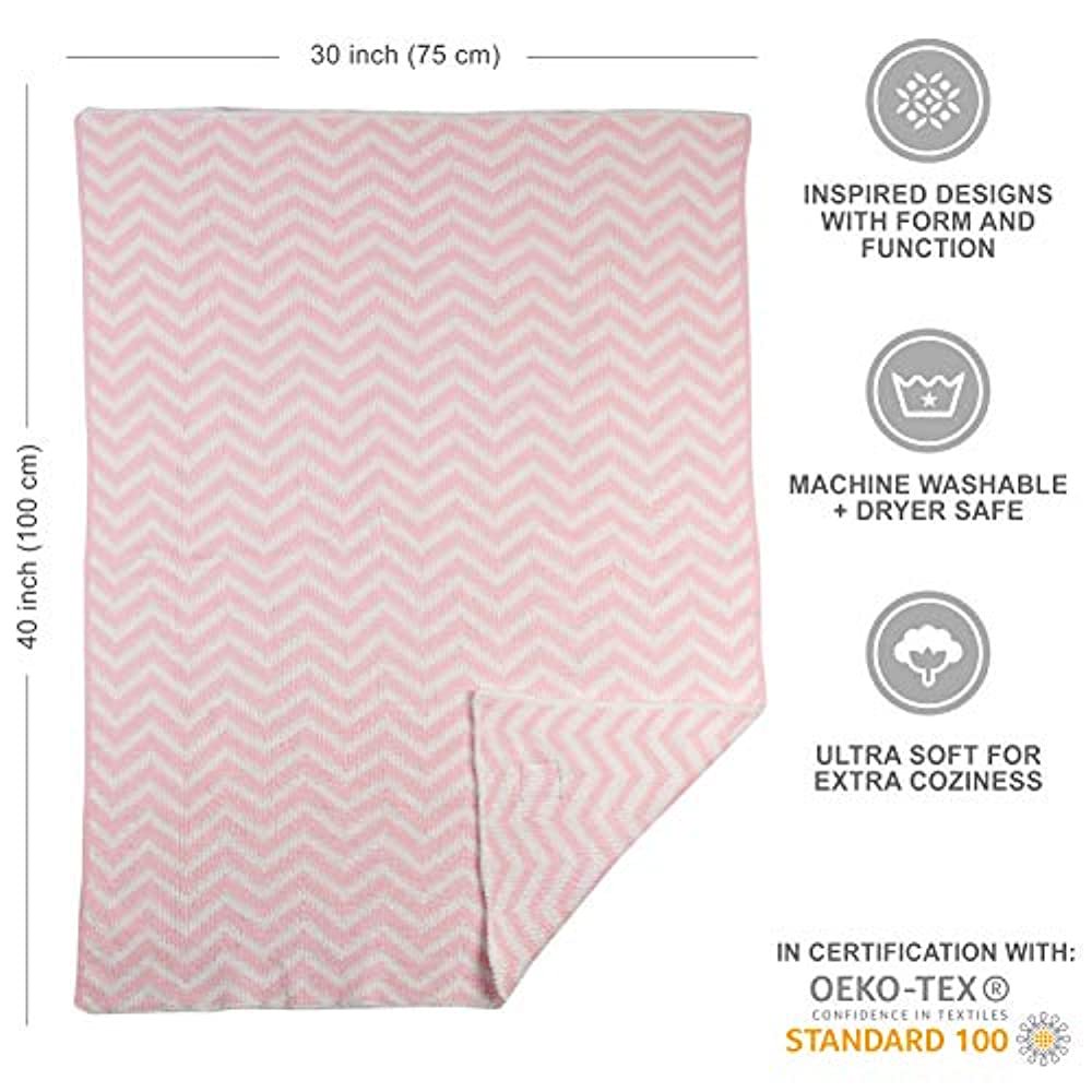Living Textiles Chenille Baby Blanket Pink Chevron Ultra Soft Throw Blanket For Cribs And Strollers 40x30 Inch Walmartcom Walmartcom