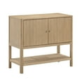 thumbnail image 6 of Nathan James Meads Mid Century Modern Cabinet with Doors, Solid Wood Kitchen Cabinet with Adjustable Interior Shelf and Seagrass Bottom Storage, Light Brown, 6 of 6