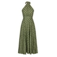 thumbnail image 4 of QUYUON Halter Dresses for Women Casual Backless Sleeveless Midi Dress Polka Dot Printed Back Zipper Summer Halter Neck Maxi Long Dresses Pleated A-Line Flowy Dress, 4 of 9