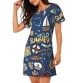 thumbnail image 2 of Haiem Marine Nautical Print Women’s Short-sleeved Nightdress – Comfortable and Loose-Fit Sleepwear, Soft Cotton Sleep Shirt for Relaxing, Casual Nightdress, 2 of 6