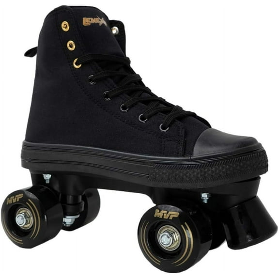 Lenexa MVP 2.0 Roller Skates for Kids and Adults, High-Top Sneaker Unisex Quad Roller Skates for Girls, Boys, Women and Men (Black, Ladies 10 and Men's 9)