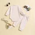 thumbnail image 5 of Gibobby Baby Clothes Unisex Baby Boy 3 6 9 12 18 Months Newborn Onesies Long Sleeve Round Neck Button Infant Romper Cute Warm Soft Romper(6-12 Months,Beige), 5 of 5