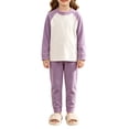 thumbnail image 2 of YunPes Unisex Kids Spring Fall Outfits Contrast Raglan Long Sleeve Pullovers & Pants Kids Soft Cozy Loungewear Set 2pcs, 2 of 5