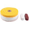thumbnail image 3 of 10Pcs 6 Inch Buffing Polishing Wheels for Bench Grinder with Polishing Compounds Kit, White and Yellow, 3 of 5