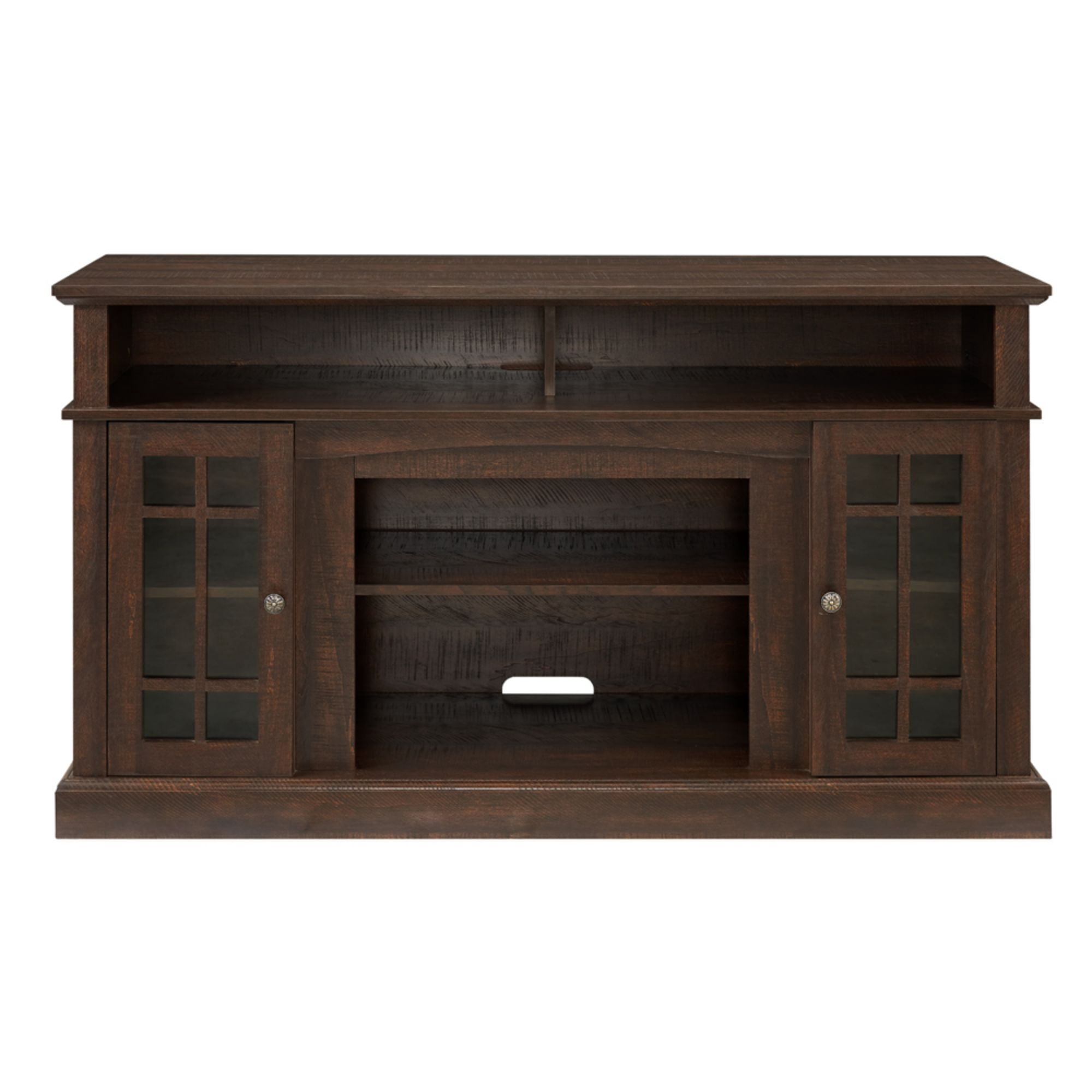 DEALTOPS Farmhouse TV Stand Entertainment Center with Open and Closed Storage Space for TVs Up to 65'', Espresso