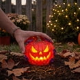 thumbnail image 6 of Halloween Decorations Indoor Outdoor, Lighted Resin Pumpkin Lamp Battery, Spooky Tabletop Ornament for Home Window, Mantel Shelf, Party Display, E E, 6 of 6
