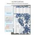 thumbnail image 2 of No Hook Cloth Fabric Shower Curtain with Snap in Liner, Lake Blue Floral Waterproof Shower Curtains Set with See Through Top Window, Vintage Abstract Ethnic Tribe Art Bath Curtains Shower 54"x78", 2 of 6