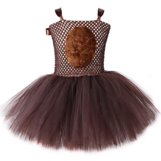 Vestido Tutú De Oso Marrón Para Bebé Niñas Halloween Cumpleaños Selva Fiesta Animal Cosplay Disfraz Niños De Disfraces Ropa 1-12Y
